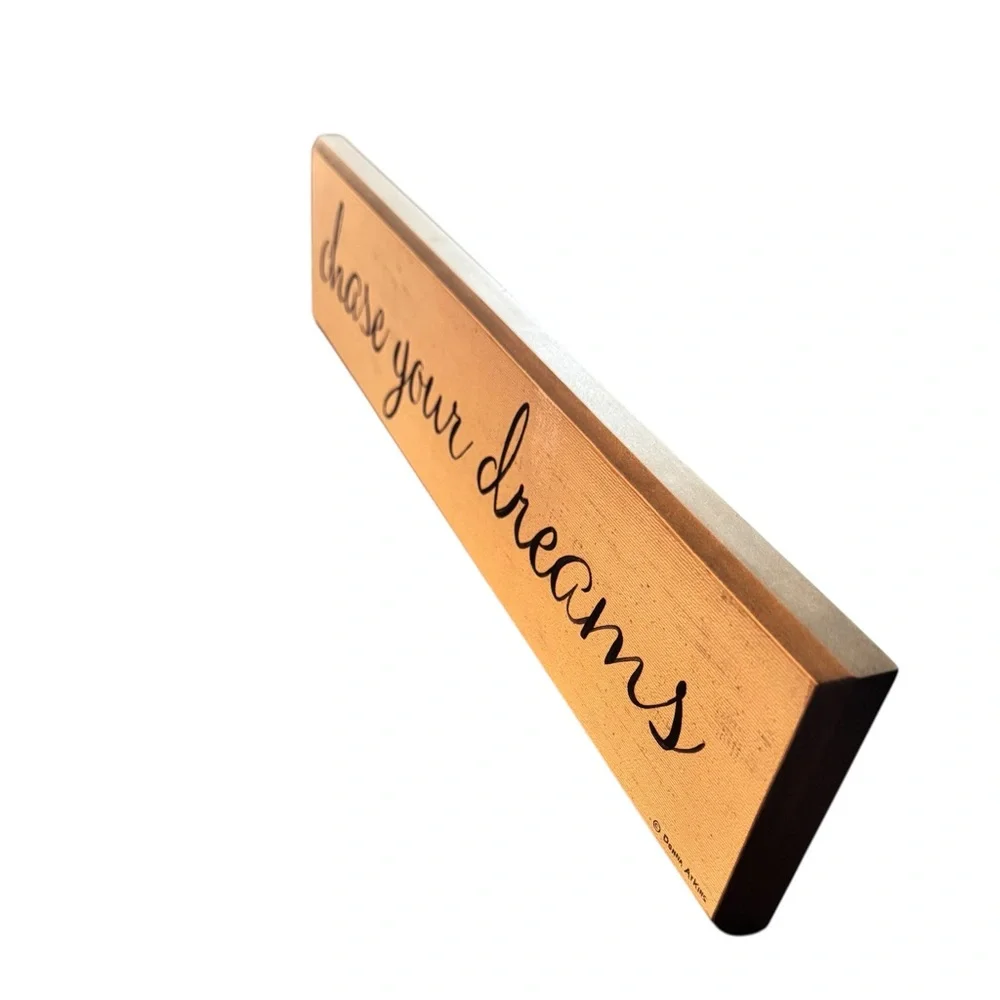 🔵 3/ $15 - Chase Your Dreams Wall or Shelf Decor - Cream and Bronze
